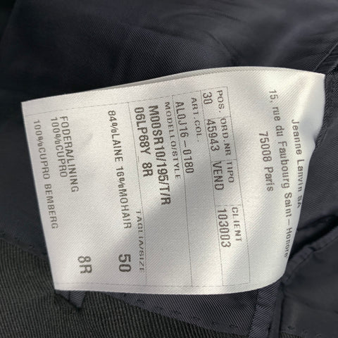 LANVIN Size 40 Regular Navy Black Wool Mohair Shawl Collar Suit