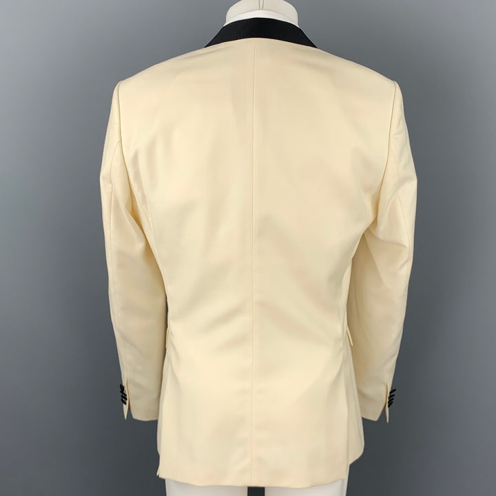 HUGO BOSS Taille 40 Manteau de sport à col châle en laine beige et noir