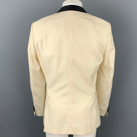 HUGO BOSS Chest Size 40 Beige Solid Wool Shawl Sport Coat
