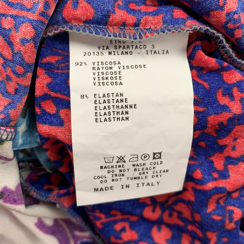 ETRO Size 4 Coral Blue Viscose Abstract Sleeveless Casual Top