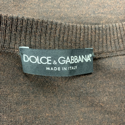 DOLCE &amp; GABBANA Cárdigan de lana virgen de punto marrón talla 6