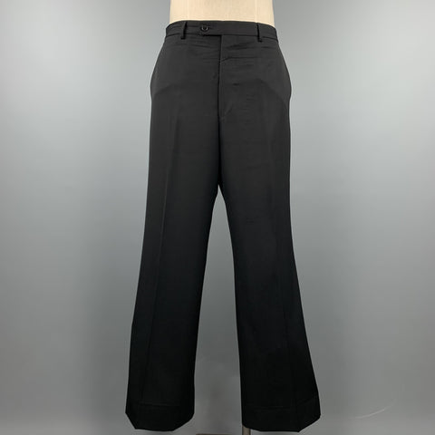 VALENTINO Size 46 Long Black Wool Peak Lapel Double Breasted Tuxedo