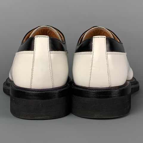 CHURCH'S Size 10 White Black Leather Two Tone Misty Shoes