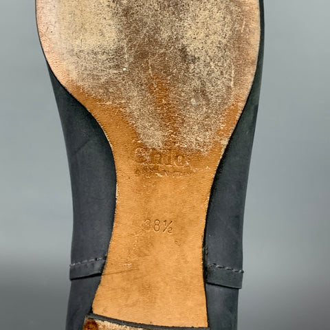 CHLOE Taille 8.5 Bottes Julie en cuir bleu à points contrastés
