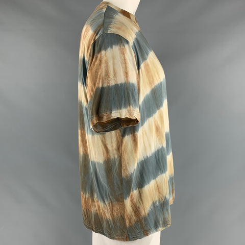 SONG FOR THE MUTE Size L Brown Multi-Color Tie Dye Cotton Crew-Neck T-shirt