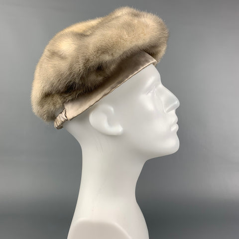 Vintage JOSEPH MAGNIN Grey Mink Fur Silk Hat