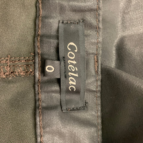 COTELAC Size 0 Brown Coated Canvas Straight Casual Pants