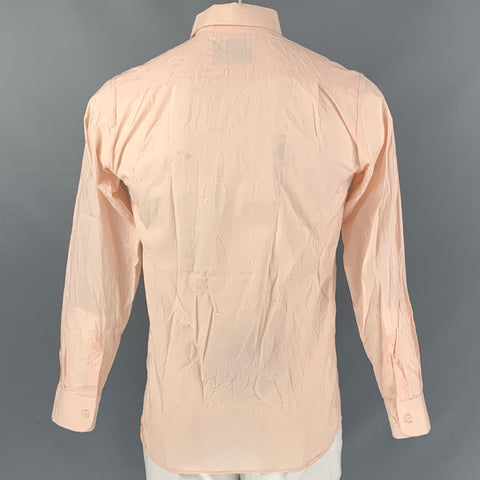 SANS TITRE MIXED MEDIA Taille L Corail Solid Cotton Button Up Chemise à manches longues
