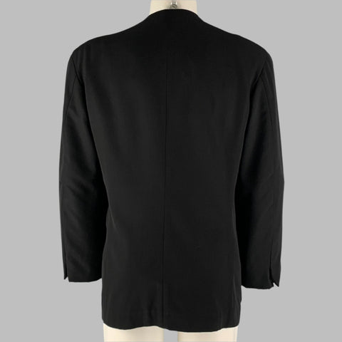 YOHJI YAMAMOTO HOMME Size S SS90 Black Dog Embroidery Wool Collarless Jacket