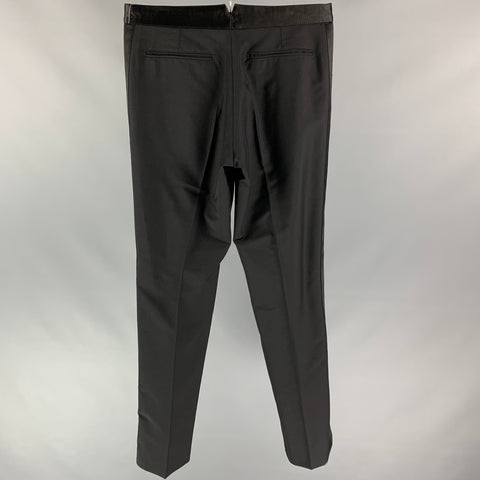 VIKTOR & ROLF Size 34 Black Wool / Mohair Tuxedo Dress Pants