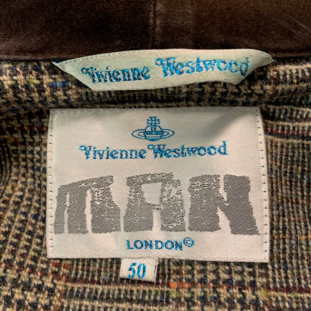 VIVIENNE WESTWOOD MAN Size 40 Brown Black Plaid Lambswool Coat