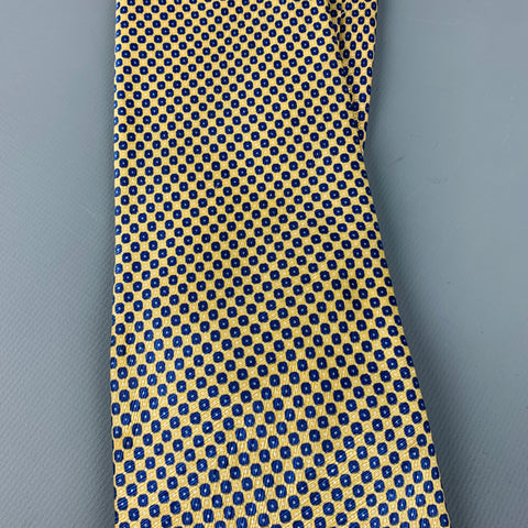 STEFANO RICCI Yellow Navy Nailhead Silk Tie