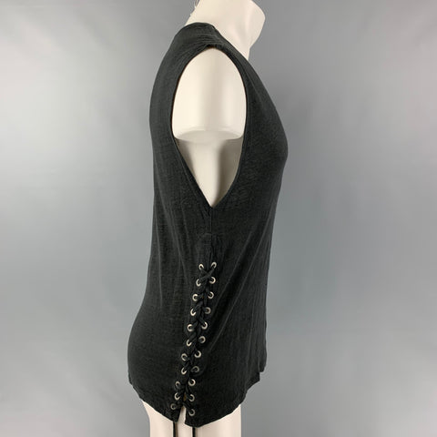 IRO Avys Size XS Black Solid Linen Sleeveless Tank Top