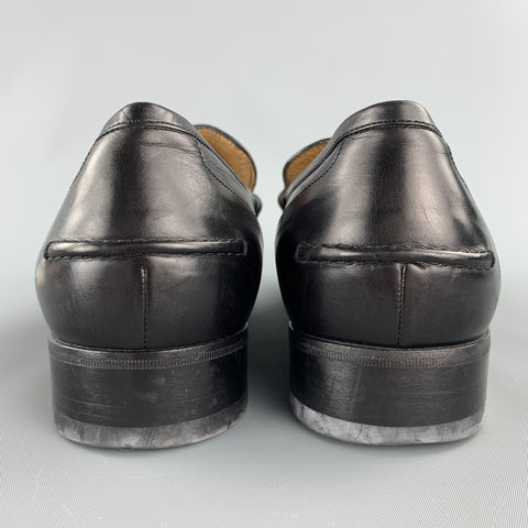 GUCCI Size 10.5 Black Leather Horsebit Loafers
