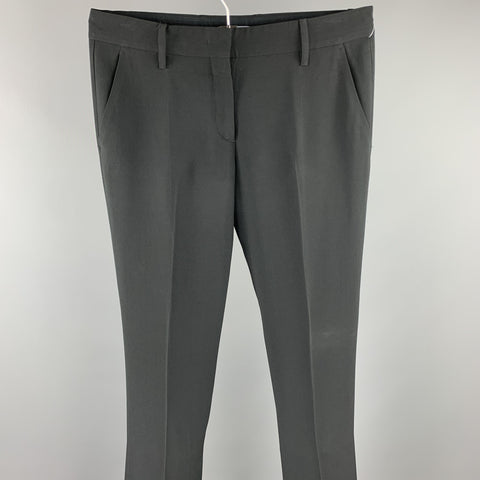 PRADA Size 6 Black Crepe Straight Leg Dress Pants