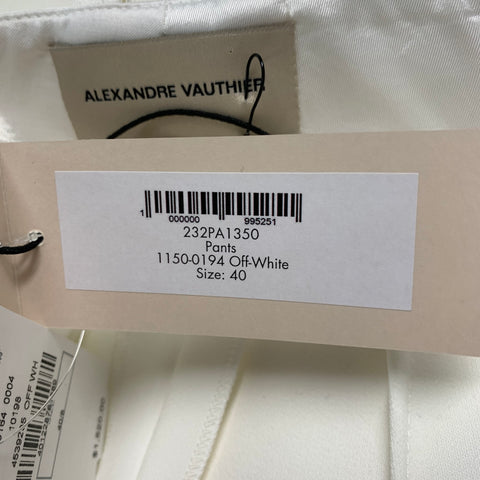 ALEXANDER VAUTHIER Size 8 Off White Polyester Elastane Dress Pants