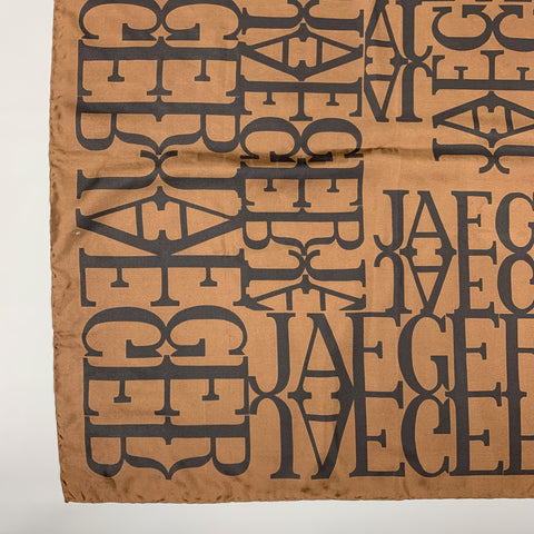 JAEGER Brown & Black Print Silk Scarf
