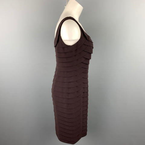 CARMEN MARC VALVO Taille 6 Robe fourreau en mélange de polyester superposé marron