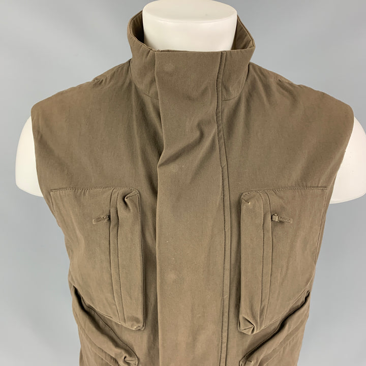 Vintage BURBERRY PRORSUM Size M Khaki Distressed Cotton Papua Vest