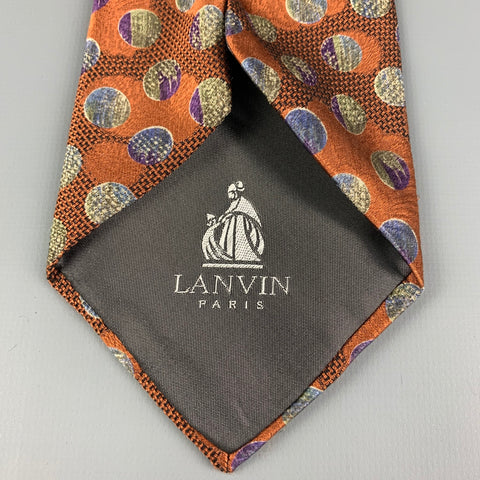 LANVIN Brick & Blue Dots Silk Tie