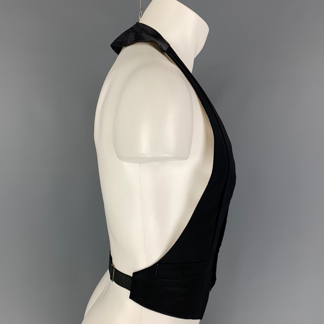 HENRY POOLE & Co. Size 36 Black Silk Tuxedo Vest