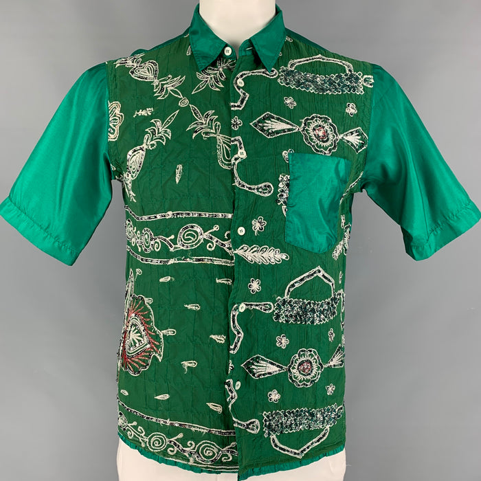 JUNYA WATANABE Taille L Chemise à manches courtes brodée blanc vert