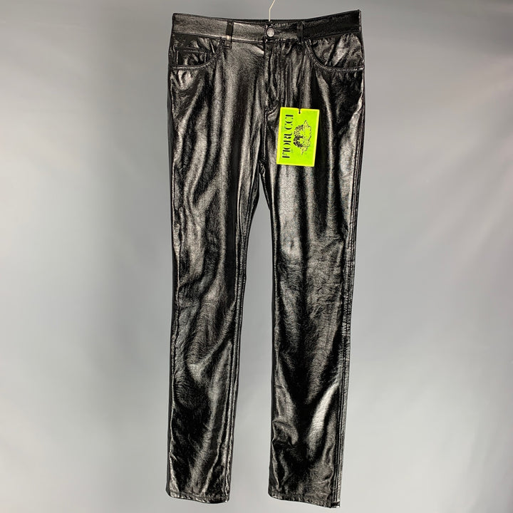 FIORUCCI Talla 29 Pantalones casuales de corte jean de poliuretano / poliéster sólido negro