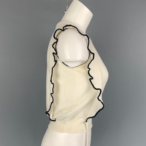 MIU MIU Size 4 White Black Cotton Sleeveless Casual Top