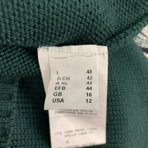 M MISSONI Suéter verde de mezcla de lana de punto multicolor talla 12