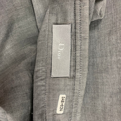 DIOR HOMME Size M Gray Cotton Polyurethane Epaulettes Short Sleeve Shirt