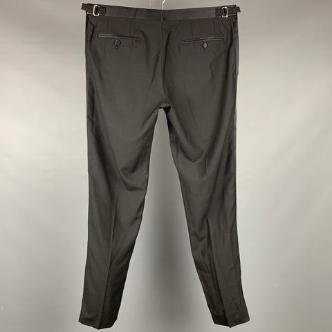 DOLCE & GABBANA Size 34 Black Wool Side Tabs Dress Pants