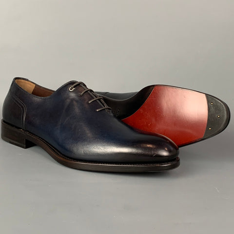 SALVATORE FERRAGAMO Tramezza Size 10.5 Black Leather Lace Up Shoes