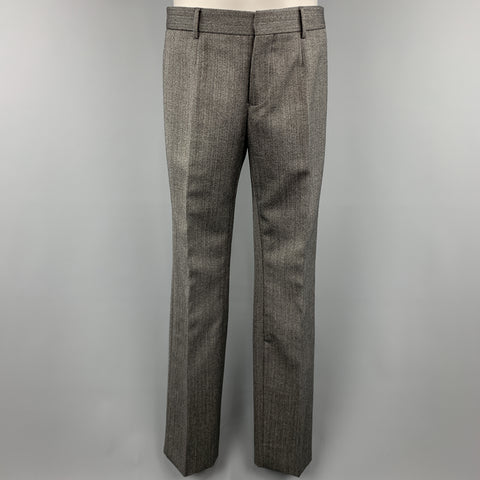 BURBERRY PRORSUM 40 Grey Herringbone Wool 32 x 32 Notch Lapel  Suit