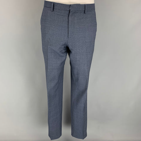 BURBERRY LONDON Size 40 Blue & Gray Textured Wool Single Breasted Suit
