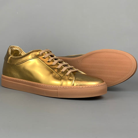 PAUL SMITH Size 9 Gold  Leather Lace Up Sneakers