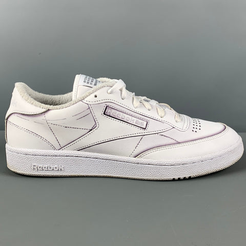 REEBOX x MAISON MARGIELA Size 10.5 White Black Leather Lace Up Sneakers