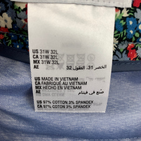 BAR III Size 31 Multi-Color Floral Cotton Slim Fit Casual Pants
