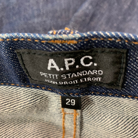 A.P.C. Size 29 Blue Cotton Polyurethane Button Fly Jeans