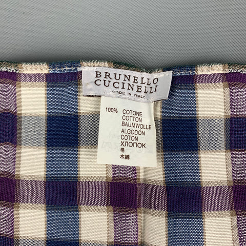 BRUNELLO CUCINELLI Pañuelo de bolsillo a cuadros azul marino morado verde