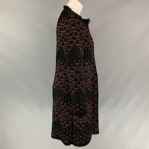 M MISSONI Size 6 Black & Red Acrylic Blend Metallic Coat