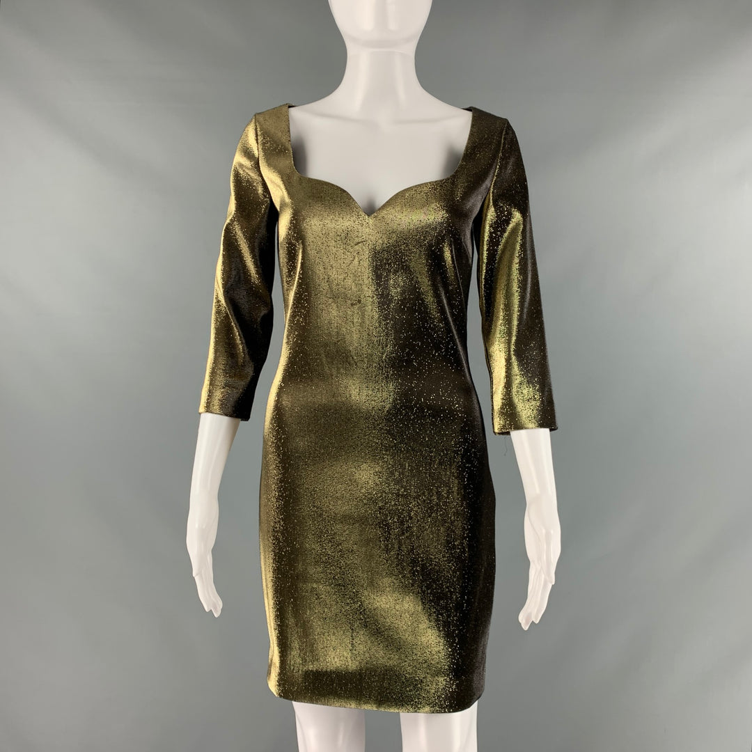 AREA Size S Gold Cotton Blend Metallic Mini Dress  Sui Generis Designer  Consignment