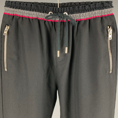 GIVENCHY Talla 28 Pantalón deportivo de lana de poliéster Gris Negro