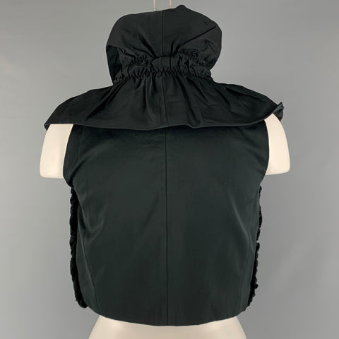 MAX MARA Talla 8 Chaleco frontal abierto fruncido de poliéster y algodón negro