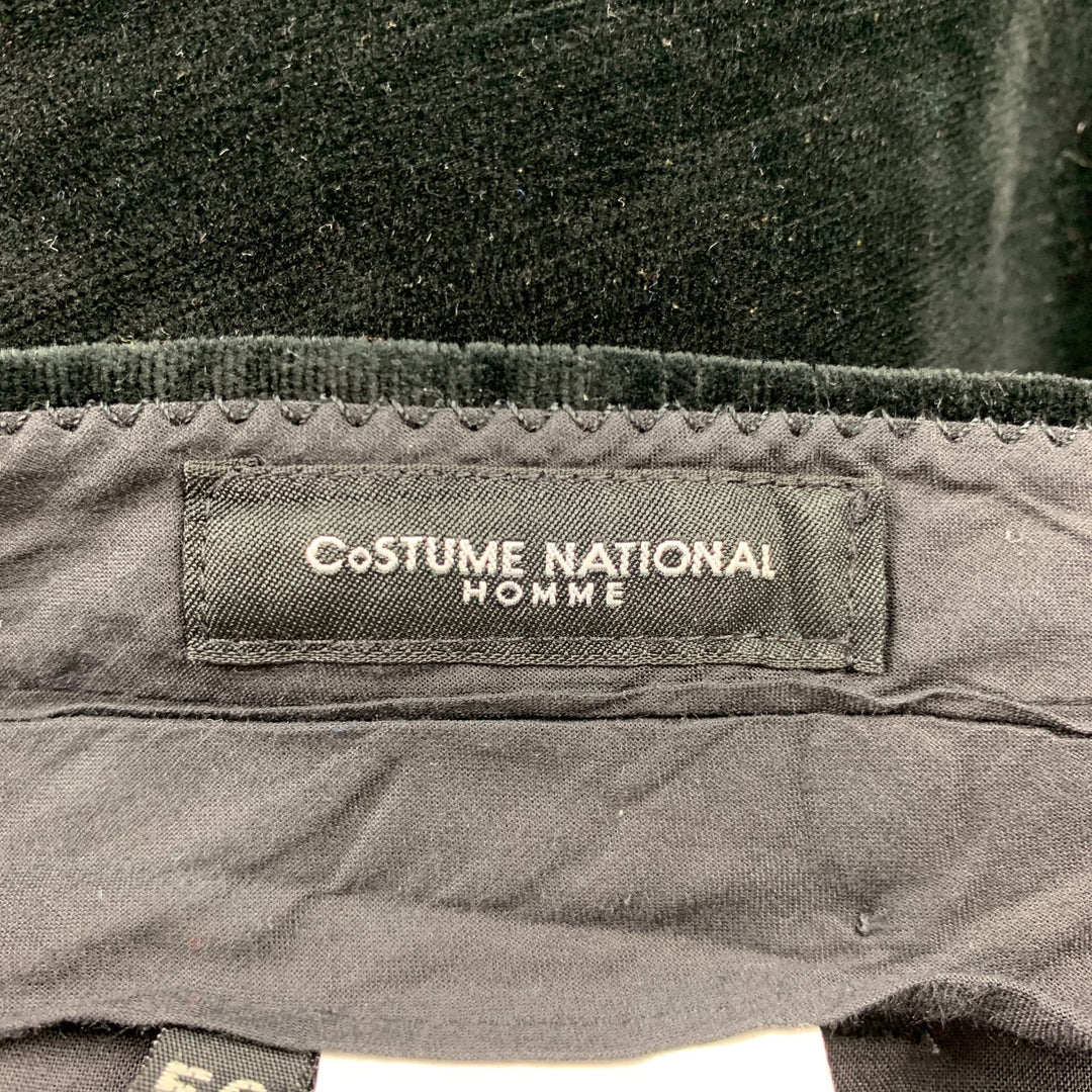CoSTUME NATIONAL Size 34 Black Textured Cotton Velvet Button Fly Dress Pants