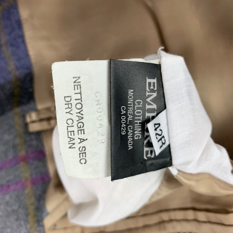 WINGTIP Size 42 Purple Grey Plaid Wool Sport Coat