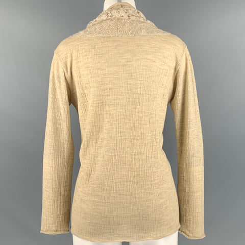 HEART HAAT Size M Beige Wool Crochet Cowl Collar Casual Top