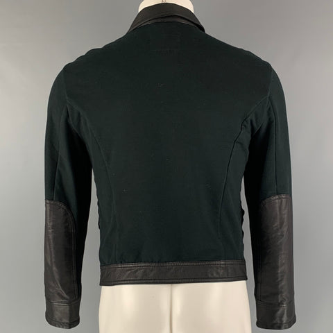 EMPORIO ARMANI Size M Black Sheepskin Leather Cotton Trucker Jacket