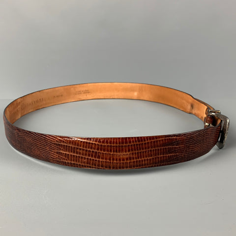 ROBERT TALBOTT Size 40 Brown Embossed Leather Belt