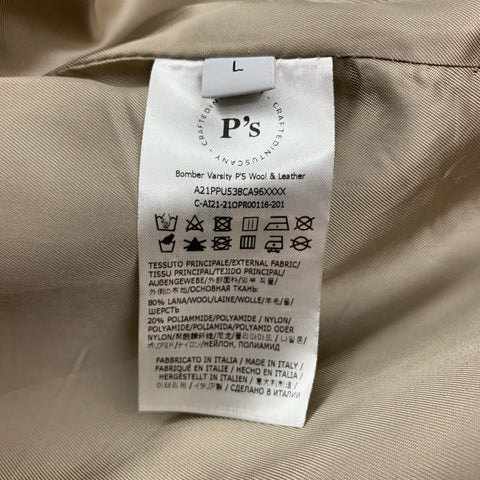 PRESIDENT's Size L Burgundy Olive Color Block Varsity Jacket