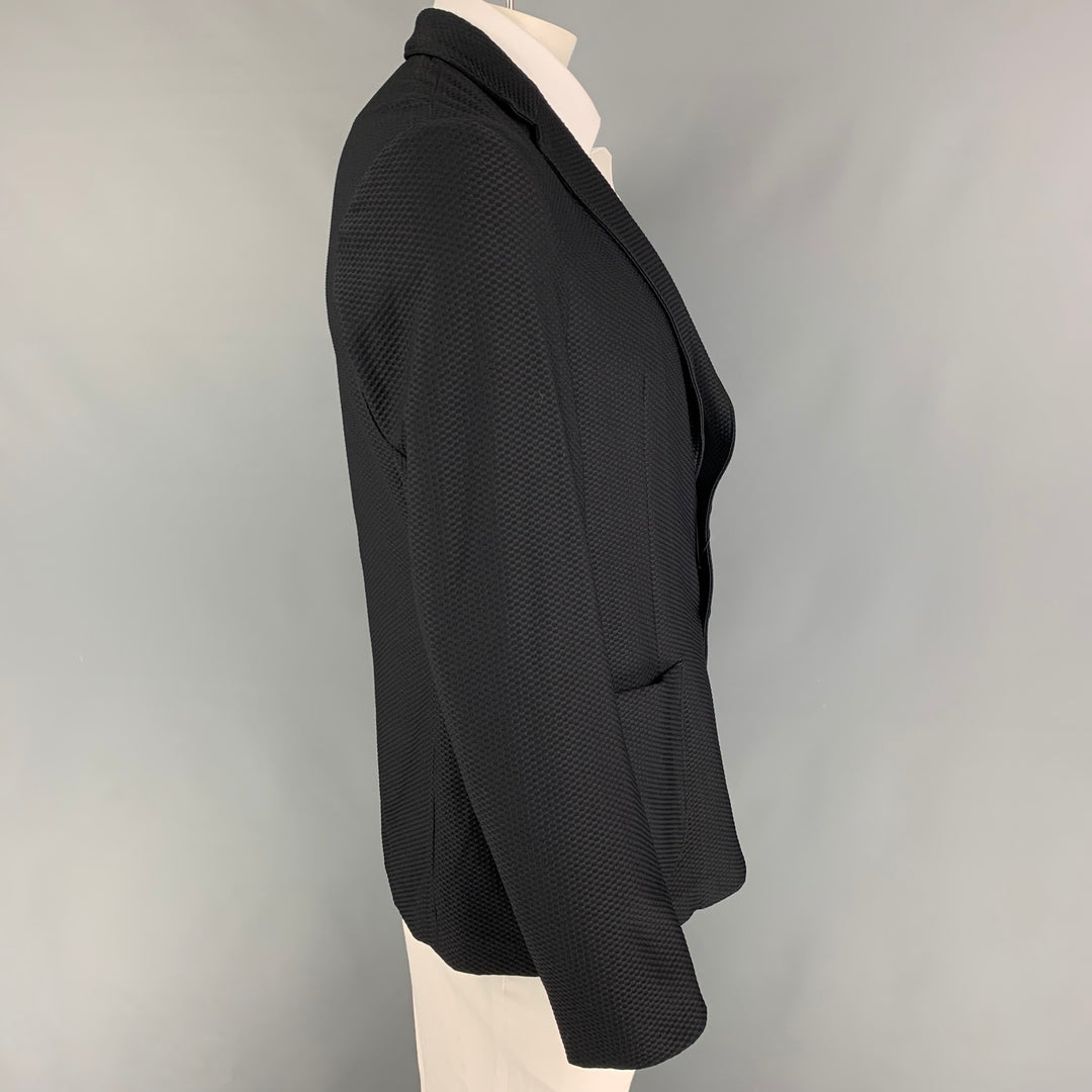 EMPORIO ARMANI Size 42 Regular Black Woven Polyamide Sport Coat